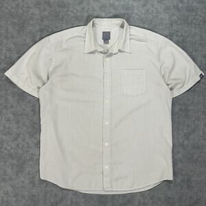 VTG Y2K Quiksilver micro plaid white surfwear casual button up shirt mens XL